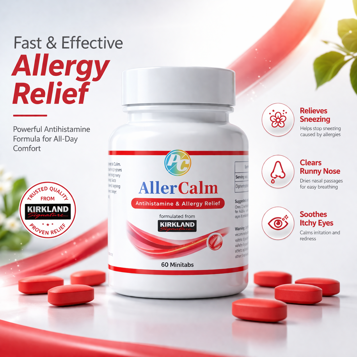 AllerCalm Allergy Medicine -- 25mg Diphenhydramine HCI Minitablets